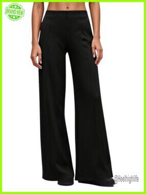 Wide Leg Yoga Pants High Waist Zipper Pockets Stretchy Palazzo Drawstring Hem